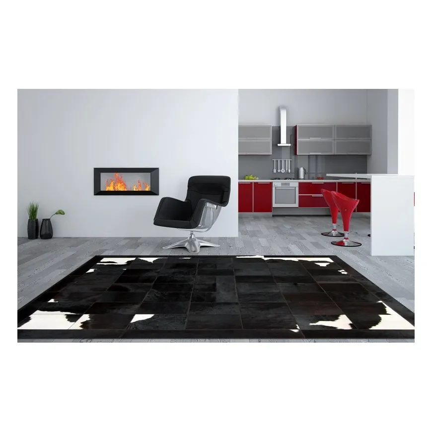 

Natural Patchwork Cowhide Rug Black-White CR-10