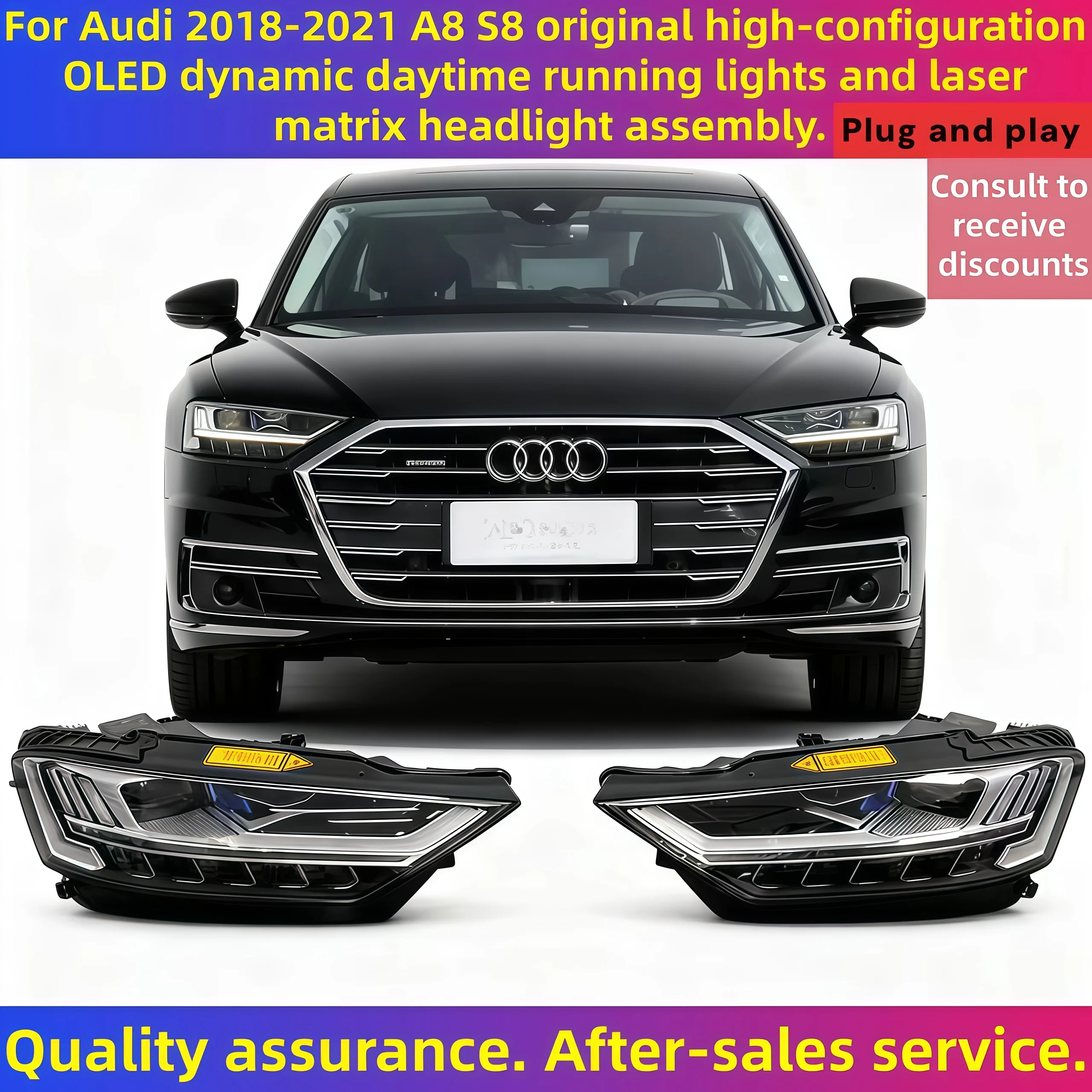 

Car headlight For Audi2018-2021 A8 S8 original high-spec OLED dynamic daytime running lights and laser matrix headlight assembly