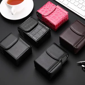 Fashion PU Leather Cigarette Case Cover Gas Lighter Holder Box Waist Pocket Pack Belt Bag Smoking Accessories Birthday Gift