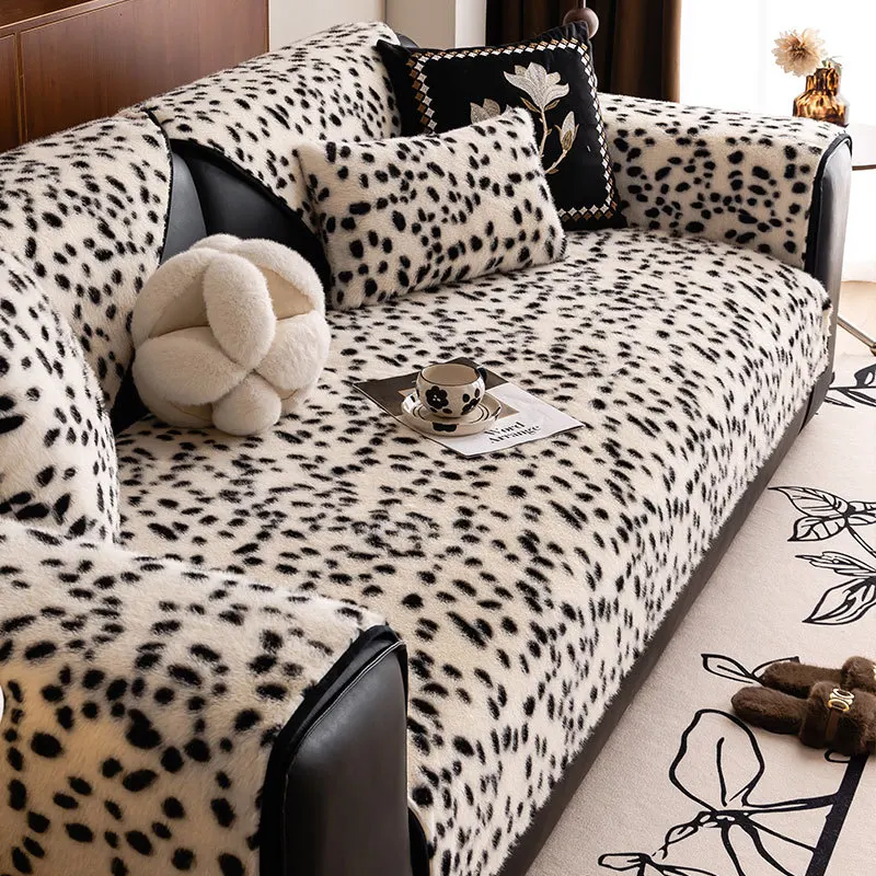 Luxury Leopard Print Sofa Cushion Autumn Winter 2024 New Thickened Anti Slip Straight Line Cushion For Winter Sofa Cover Fabric