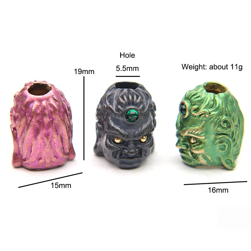 Brass Fudo Buddha Head Sculpture EDC Knife Beads Jewelry DIY Paracord Woven Lanyard Charms Accessories Outdoor Tool Decorations image 6