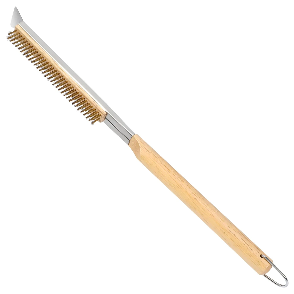 A79G 21Inch Pizza Oven Brush with Scrapers, Copper Wire Pizza Stone Cleaning Brush for BBQ Grill Cleaning