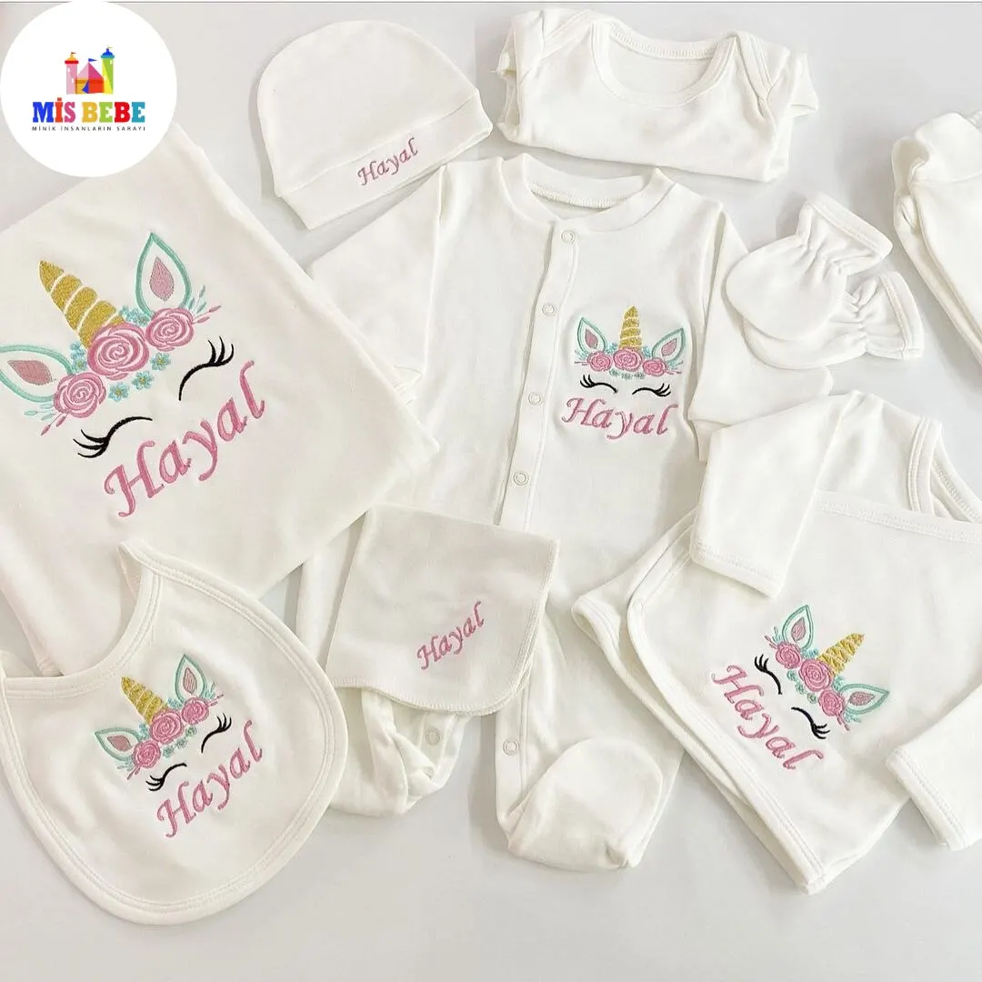 

Baby Girl Babies Newborn Personalized Outfit Clothing 10-pcs Hospital Outlet Custom Fabric Antibacterial Babies Healthy Safe Out