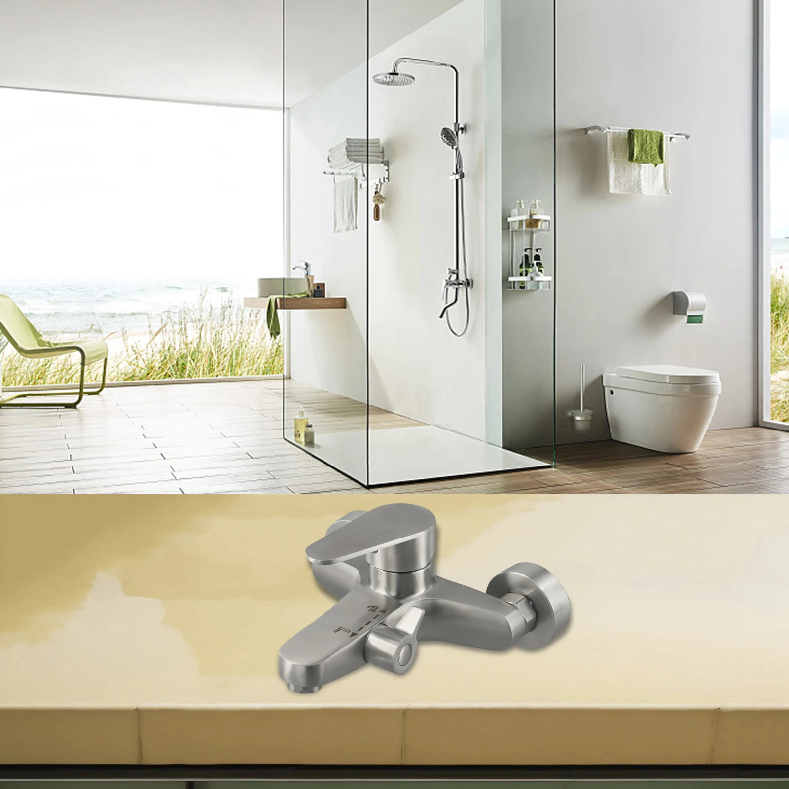 

G Inlet Bathroom Shower Faucet Double Holes Installation High Quality Stainless Steel Bathroom Shower Faucet New