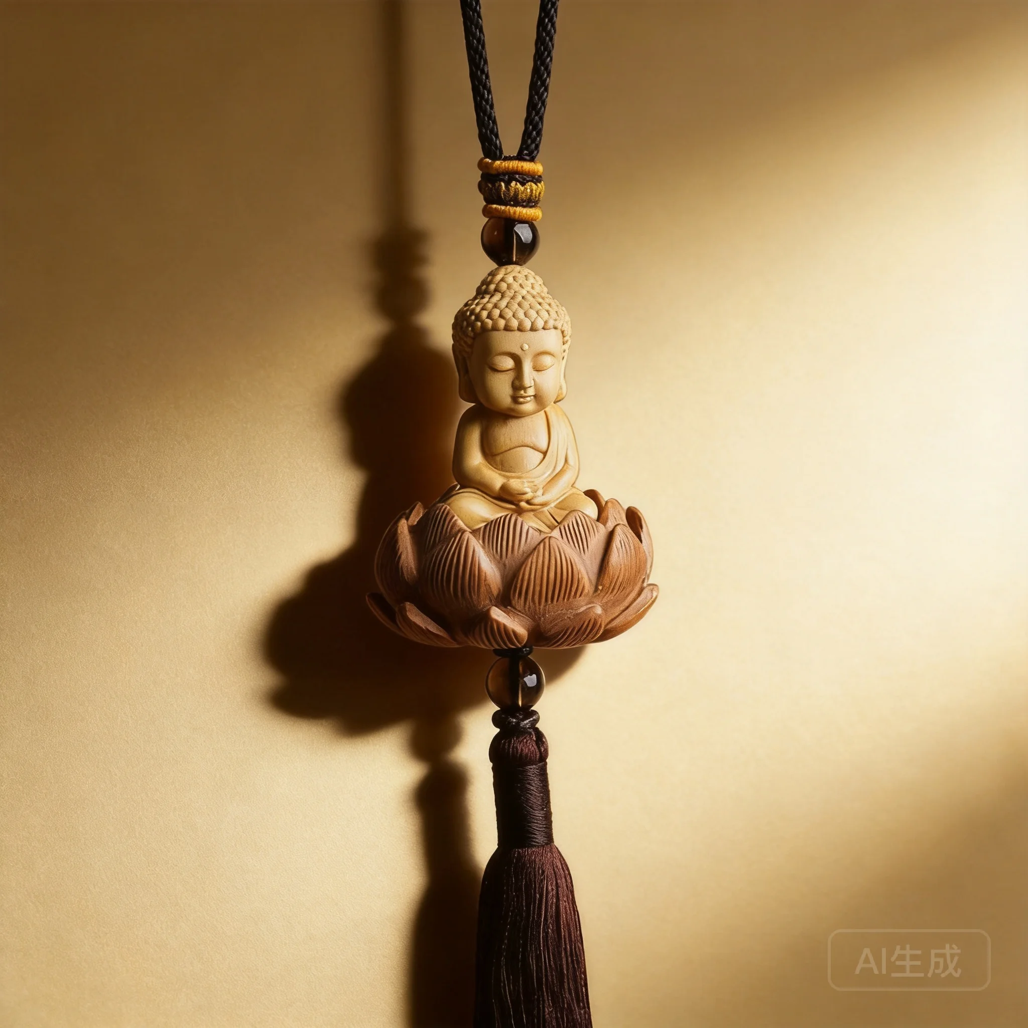 Chinese Style Peach Wood Maitreya Buddha Guanyin Car Rearview Mirror Hanging Ornament Lucky Blessing Wealth Attracting Good Fort