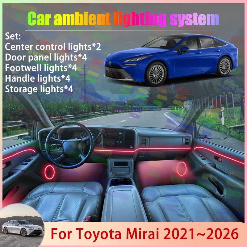 For Toyota Mirai JPD20 MK2 2021~2026 2022 2023 2/18 in 1 Car Atmosphere Light Lamp RGB Shade Ensemble Streamer Atmosphere Set