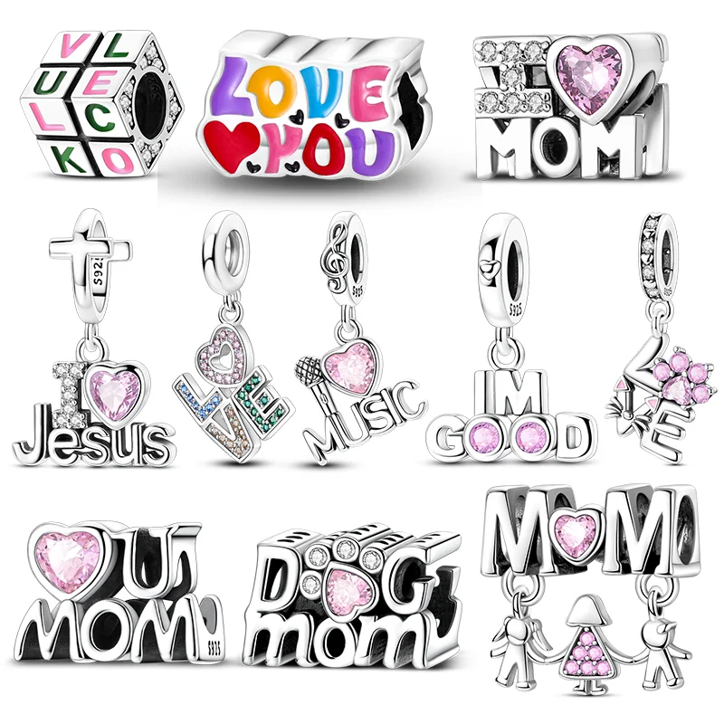 Beads 925 Sterling Silver Heart Magic Cube Love Pet Mom Charms Beads Fit Original 925 Bracelet For Women Jewelry Gift DIY