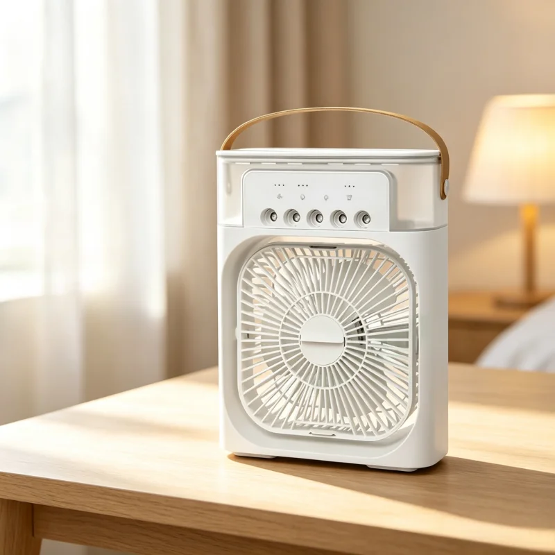 Mini Portable Spray Air Cooler Fan Ultra-Quiet Air Supply Humidifier Cooling Fan with Timing Function for Bedroom Sleeping