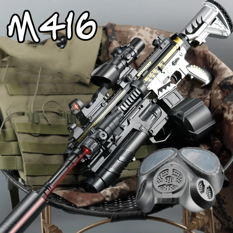 M416 arma de brinquedo manual elétrica m4a1 bala de cristal arma de brinquedo menino comendo frango modelo rifle de assalto pistola de água