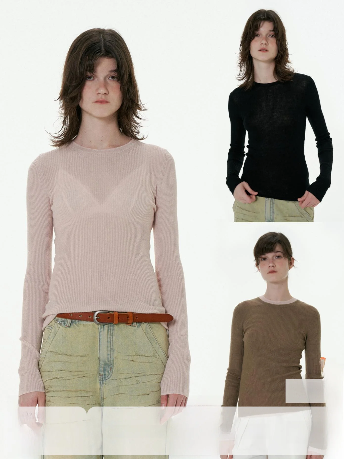 

SeeKSimple Women's Wool Knitted Long Sve round Ne Base irt Slim Fit Inner Wear Top Commute Sle Autumn Winter Faion