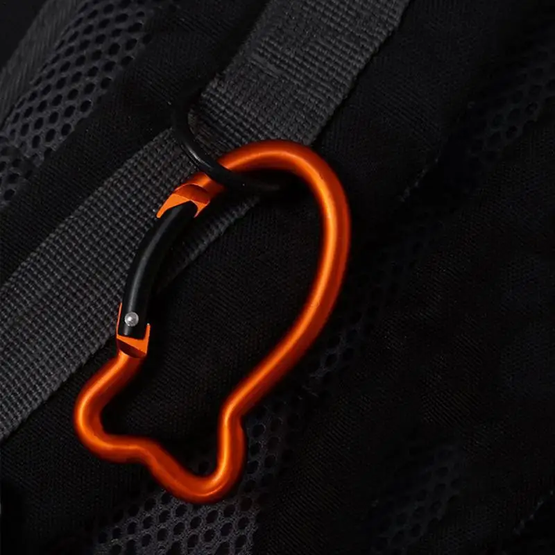 Aluminum Alloy Outdoor Fish Shaped Spring Locking Carabiner Clip Keychains for Backpack Camping Hiking Traveling