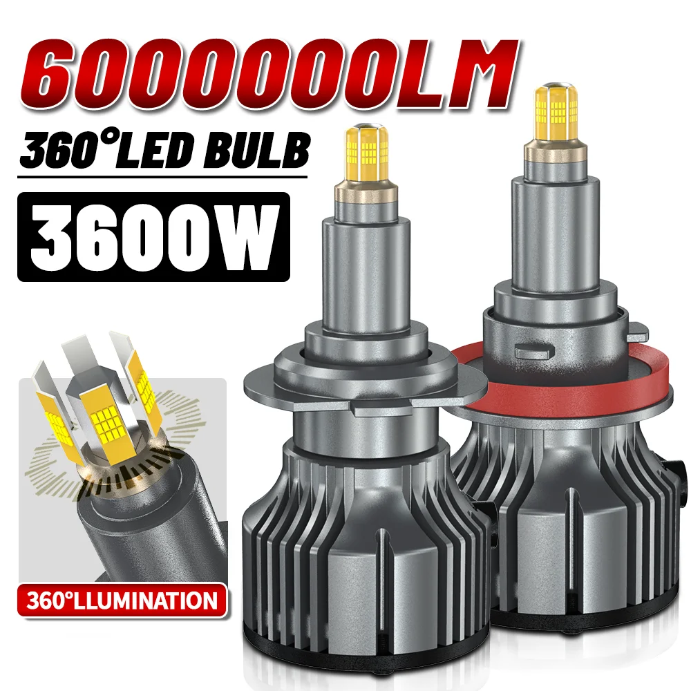 

3600W H7 LED CANBUS 360 for Projector Lenses 6000000LM H11 H1 LED H8 Headlight Bulb HB3 9005 HB4 9006 LED Fog Light 6000K 12V