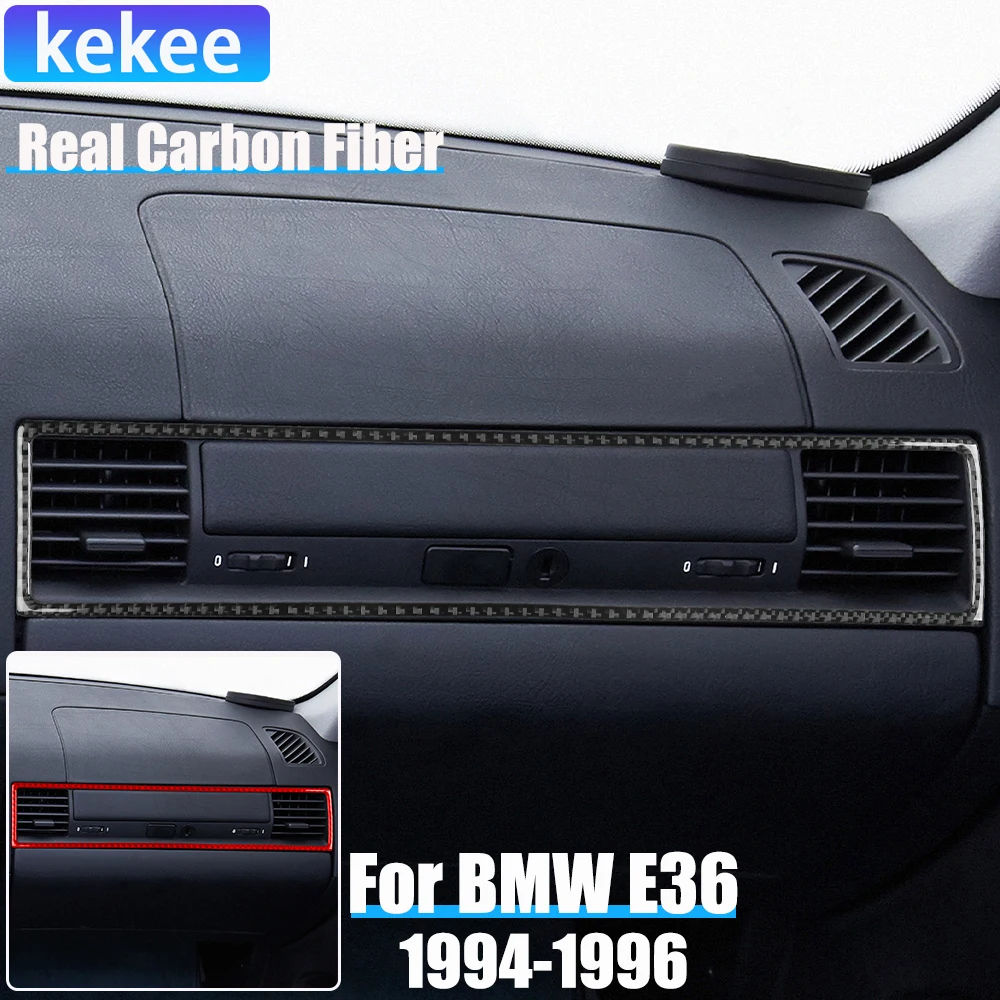 

Real Carbon Fiber Car Accessories Passenger Dashboard Air Vent Trim Cover Soft Sticker For BMW E36 3 Series/M3 1994 1995 1996