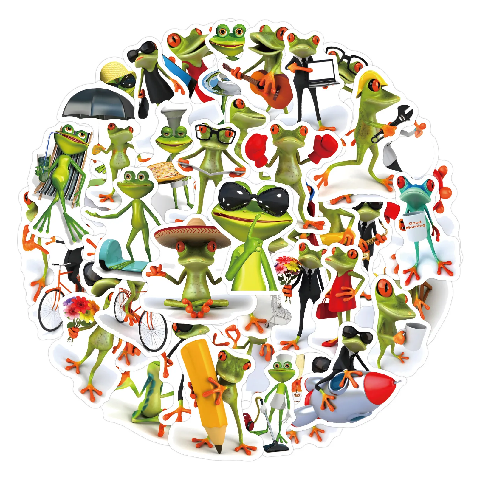 

60PCS Black-spotted Frog Stickers Graffiti Stickers DIY Diary Phone Case Handmade Scrapbook Aesthetic Stickers