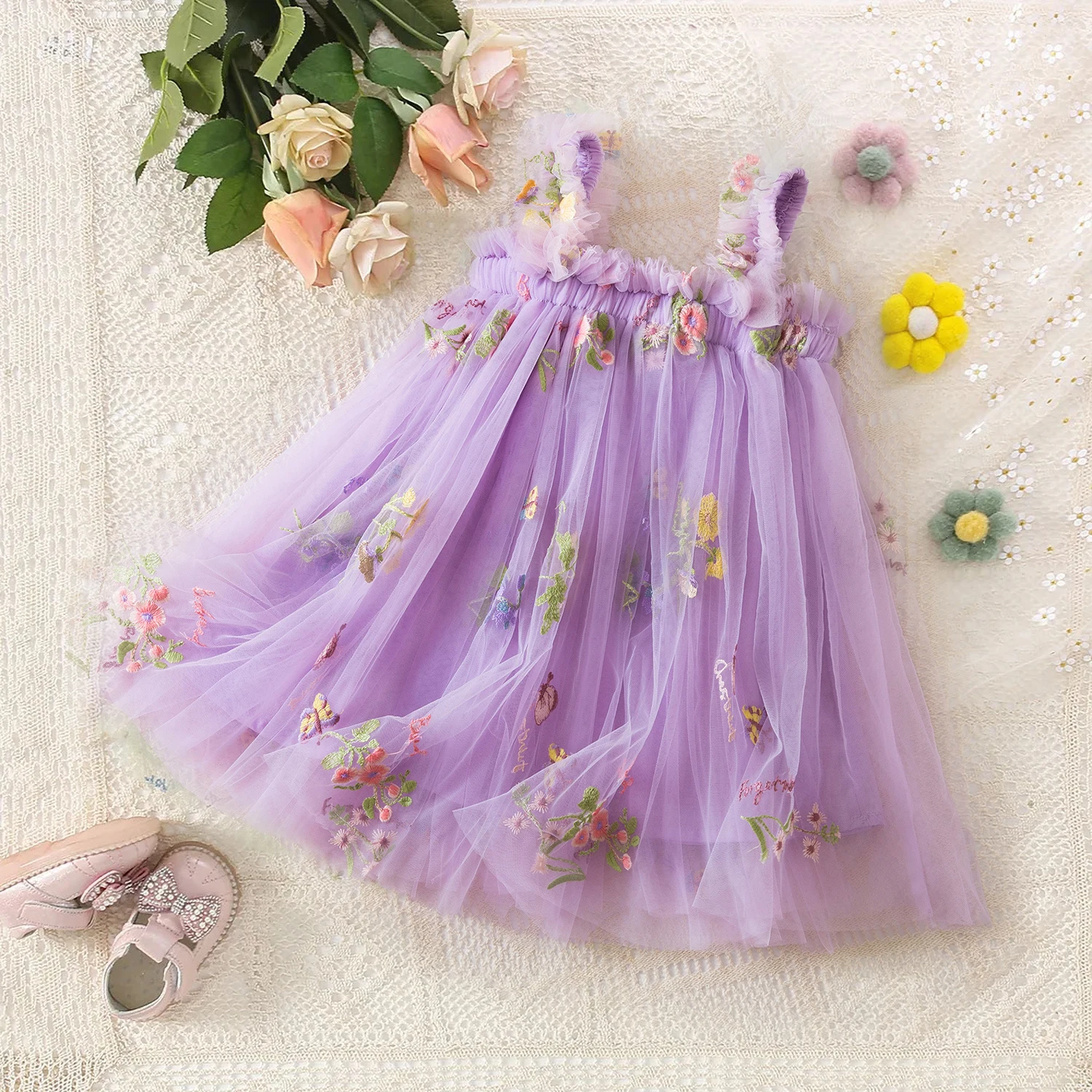 Summer Girls Birthday Dresses Pink Tulle Formal Event Costumes Girls First Communion Dresses Kids Dresses image 2