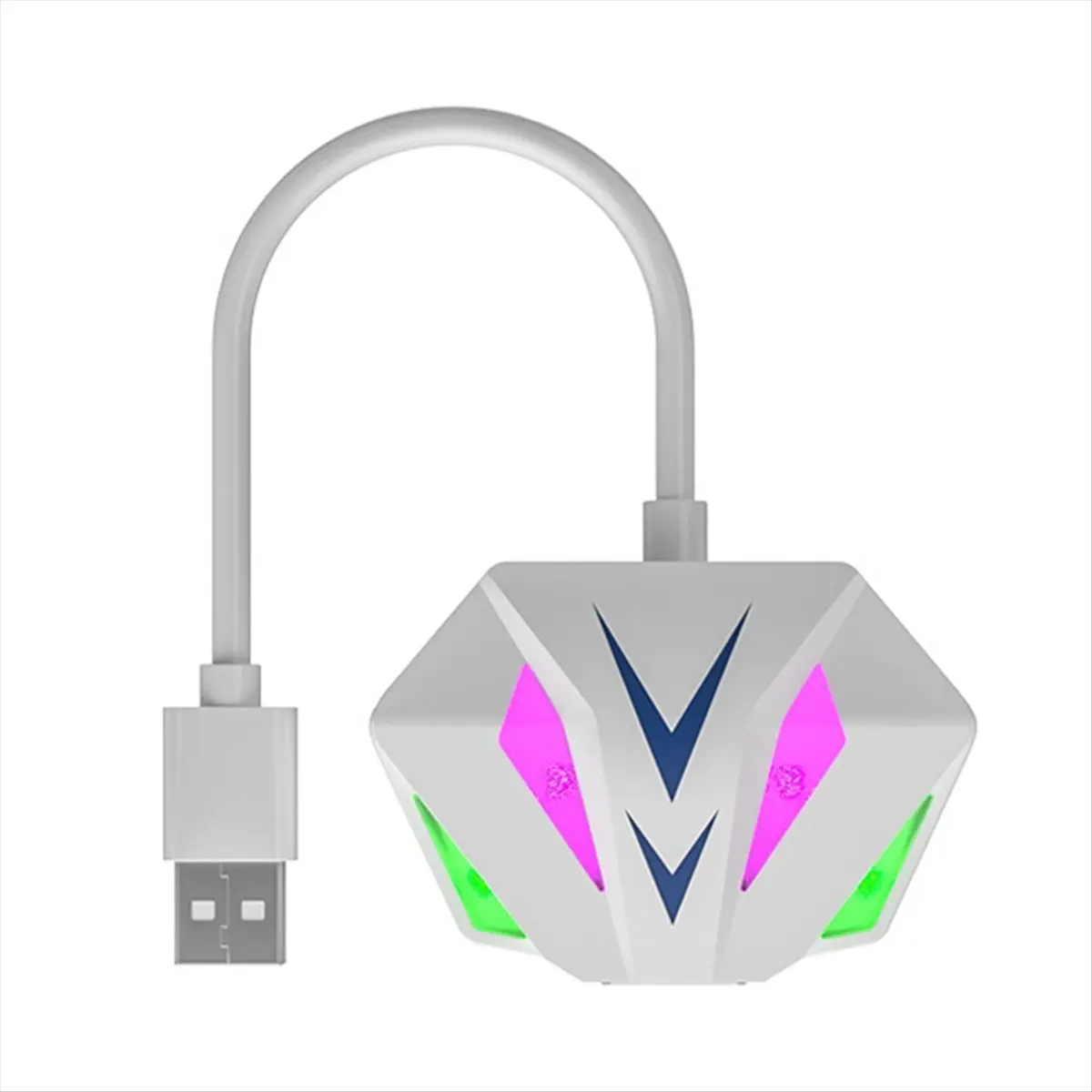 ABGZ USB to RJ45 Ethernet Adapter Network Card 10/100/1000Mbps RGB Lighting Effect for PC Computer Laptop White