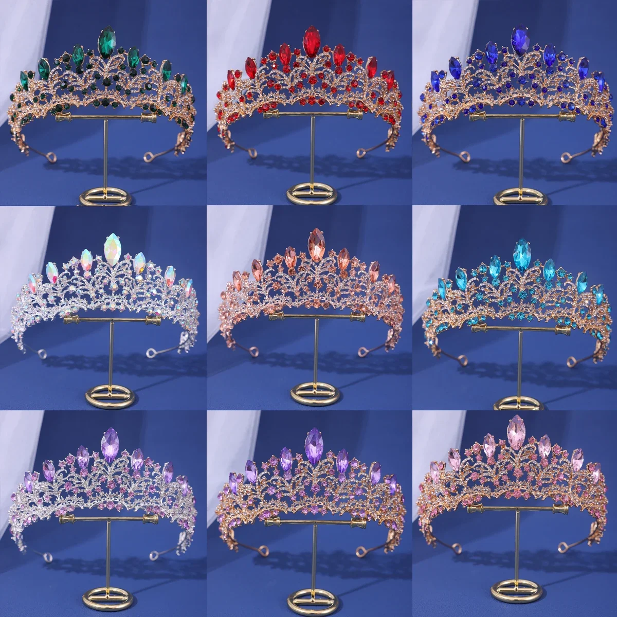 Fashion Accessories Gold Silver Color Tiaras And Crowns For Wedding Bride Party Crystal Pearls Diadems Rhinestone Head Ornaments