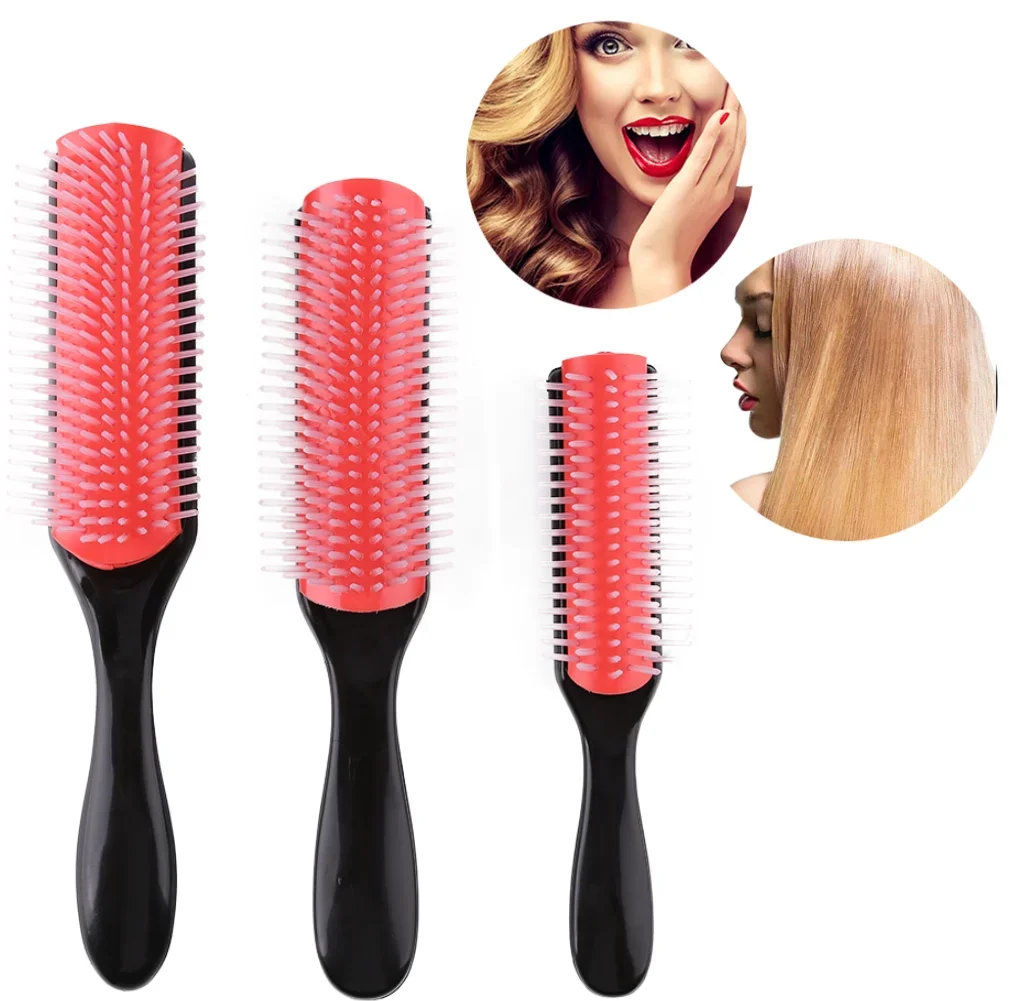 Women Hair Comb 9-Rows Detangler Scalp Massager Comb Curly Hair Brush For Denman Brush Straight Curly Wet Hairbrush Styling Tool