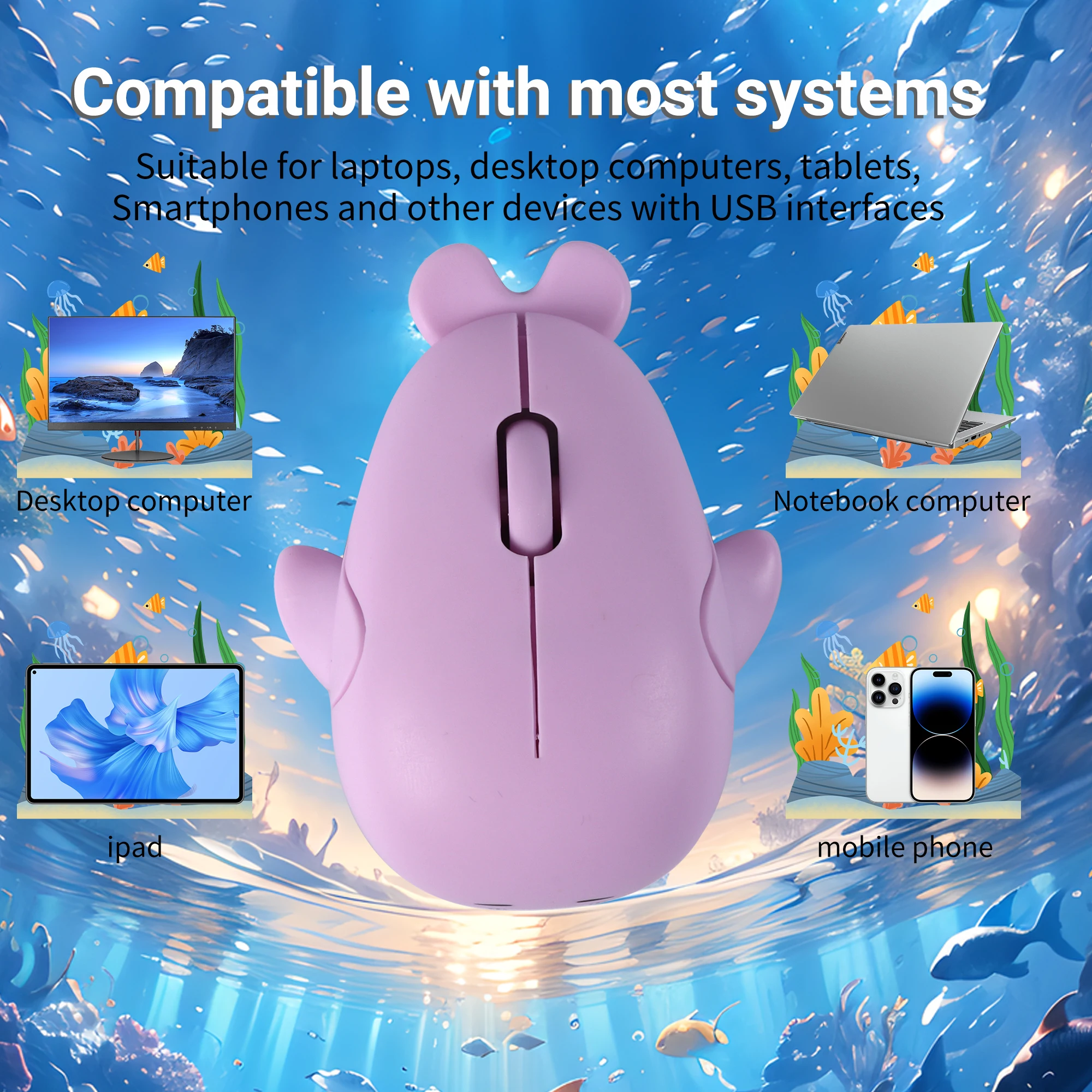 Cartoon Delphin Wired Maus 1600 DPI Mini Mute Mäuse Kinder Kinder Mause Ergonomische Optische für PC Laptop Computer