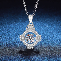 S925 Sterling Silver Necklace Moissanite Pendant Korean Style Dynamic Pendant for Women 1 Carat Free Shipping 2025 New