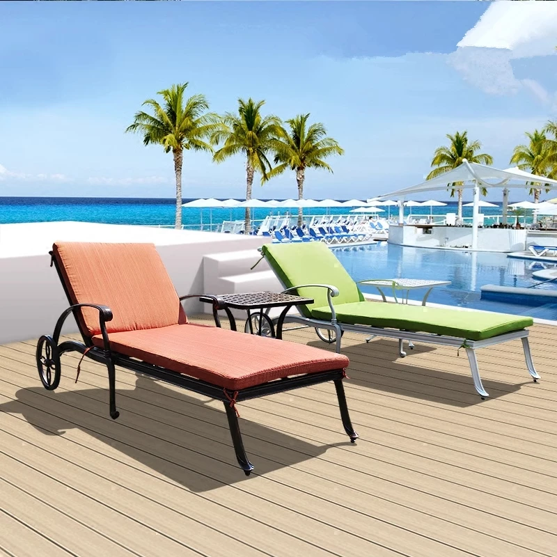 hu-Modern Outdoor Aluminum Lounger Beach Chair Bed Pool Courtyard Park Hotel Leisure Furniture Durable Tapered Leg Cross Back