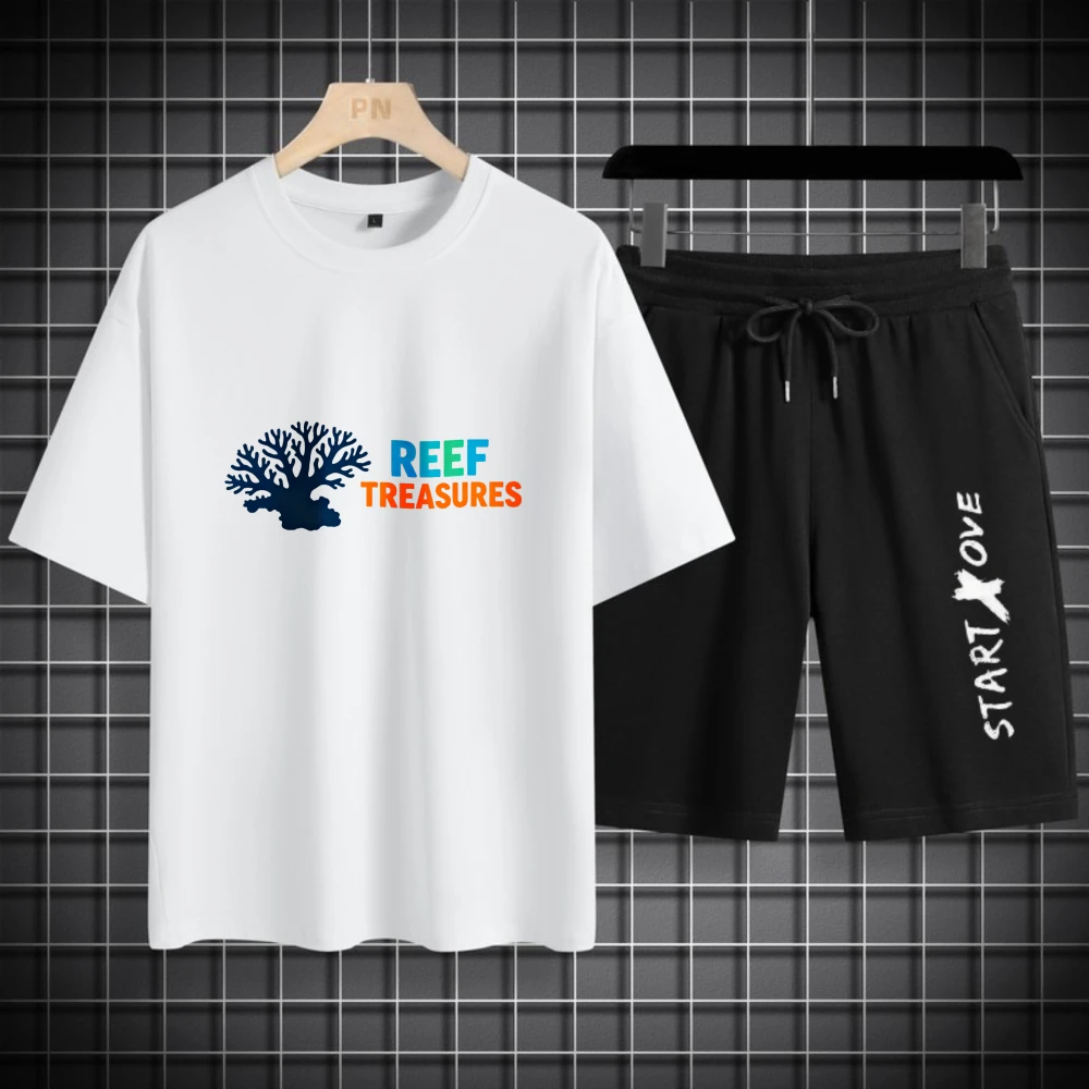 

Мужские комплекты футболок, мужские чандалы, дышащая модная летняя одежда с короткими рукавами + шорты, новые мужские комплекты из полиэстера