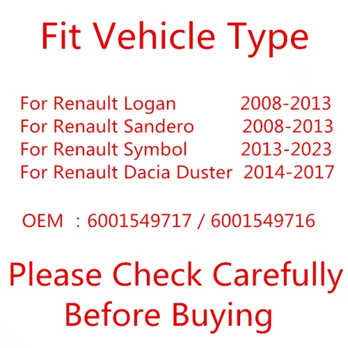 Imagen 2 del producto Espejo lateral de cristal para Renault Logan Sandero 2008-2013 símbolo 2013-2023 Dacia Duster 2014-2017 con lente de espejo retrovisor de calefacción