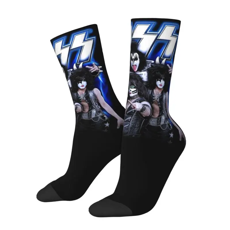 Custom Kisse Heavy Metal Music Men's Crew Socks Unisex Cool 3D Print Dress Socks