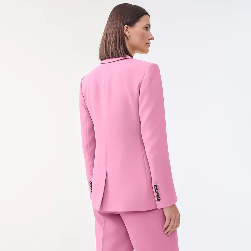 Professional Women's Pink 3-Piece Suit Double Breasted Classic Set Jacket+Vest+Pants Formal Business Evening Party Outfit