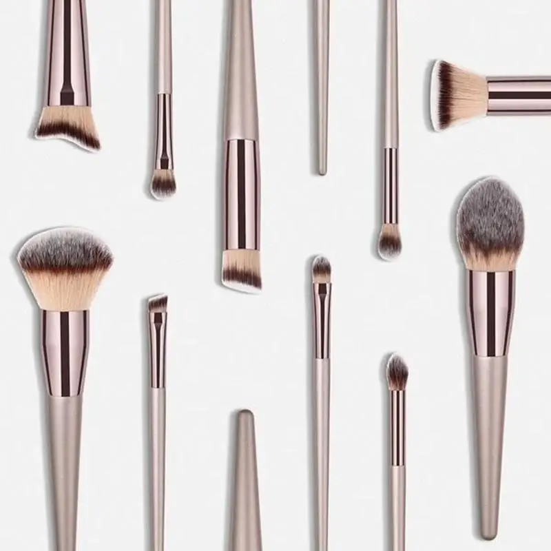 1 Set Champagne Gold Brushes Vegan Cruelty-Free Bristles Makeup Brush Kit All-in-One Full Face & Eye Makeup Kits