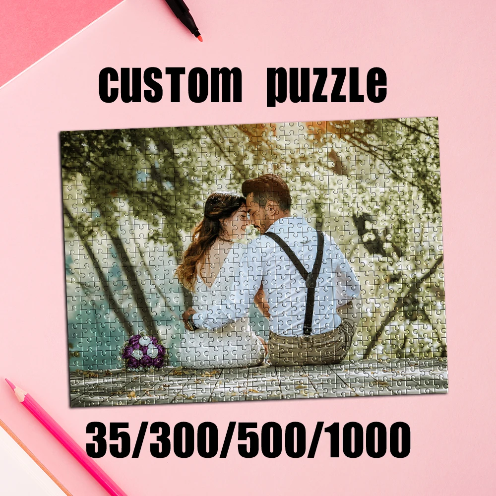 35/300/500/1000pcs Personalized Custom Photo Puzzle Couple photo For Housewarming Bedroom/Living Room For Children's Day