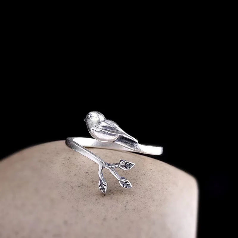 925 Sterling Silver Bird Adjustable Rings For Women Gift Female Luxury Animal Jewelry Accessories