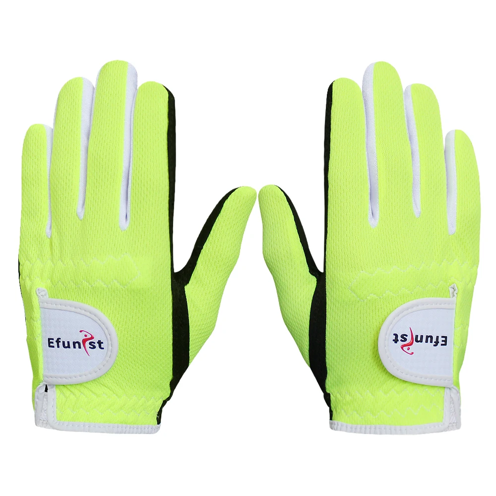

1 Pair Golf Gloves Kids Junior Children Left Hand Right Hand Rain Grip 3D Performance Mesh Non-slip Micro Soft Fiber