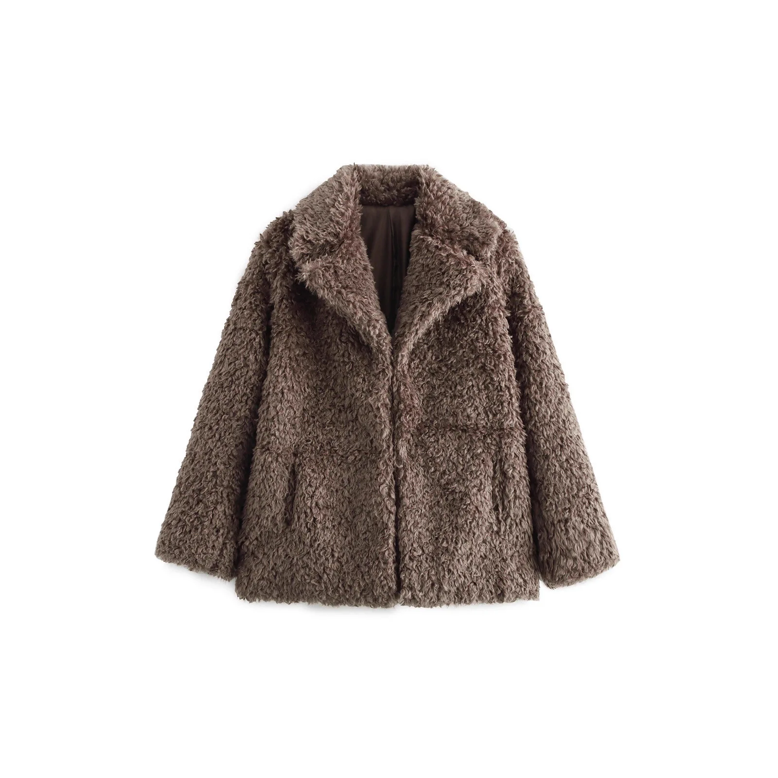 Fofo inverno feminino casaco de pele do falso café marrom encaracolado jaqueta de pele artificial cabelo longo peludo grosso senhora pele para baixo jaqueta