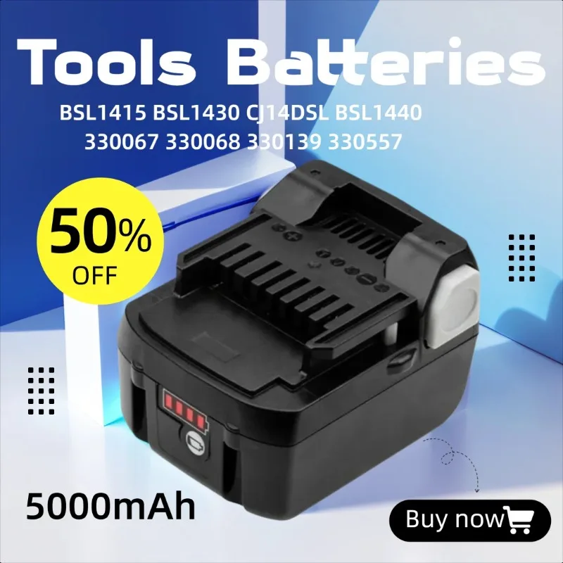 

14.4V for Hitachi BSL1415 BSL1430 CJ14DSL BSL1440 330067 330068 330139 330557 5.0Ah Tools Batteries