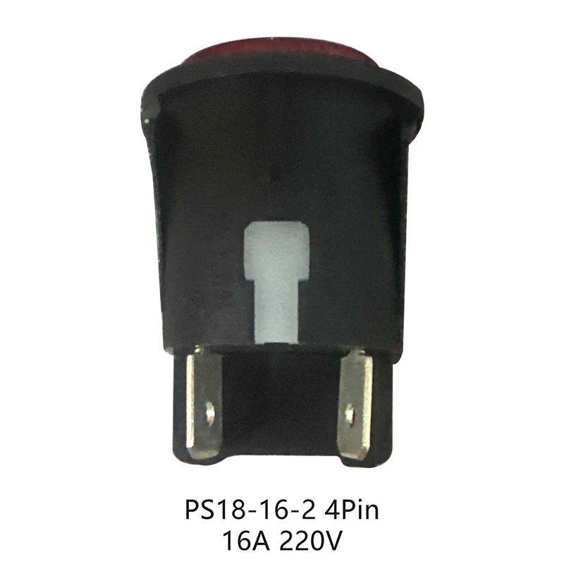 

Красный кнопочный выключатель с подсветкой, 4 контакта, сенсорный выключатель питания, 16А 250В, электрический круглый тумблер 28*23.2мм PS18-16-2