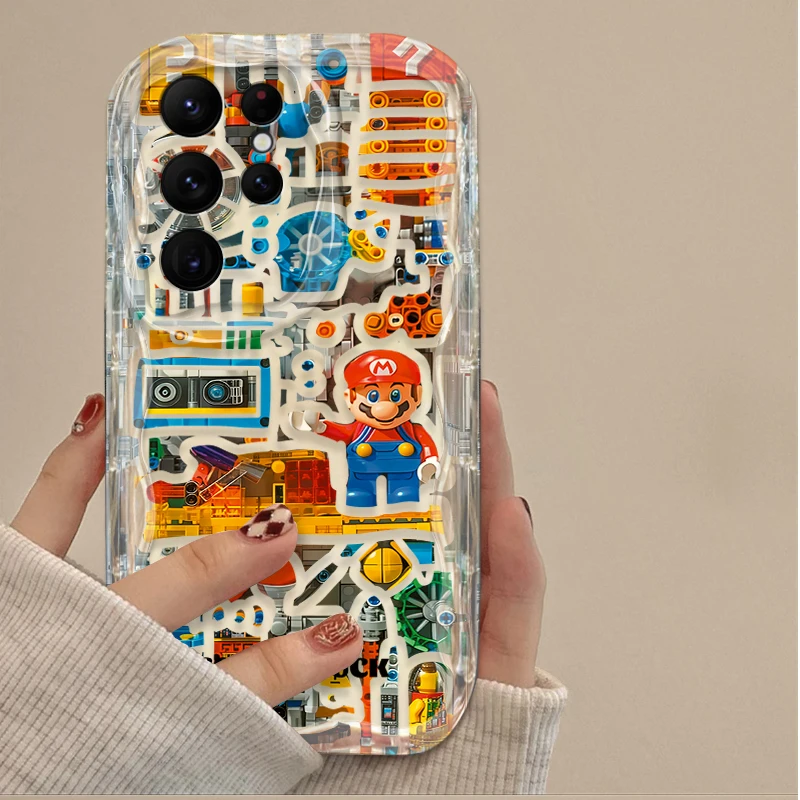Building Blocks M-Marios Wave Case For Samsung Galaxy S24 Ultra S23 S22 Plus S21 S20 FE A25 A55 A35 A15 A16 A05 A05S A06 Cover