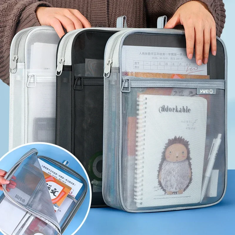 Fachklassifizierungstasche, Taschenordner, transparentes Testpapier, Bücher, Aufbewahrungstasche, Reißverschluss, tragbar, für Studenten, Büchertasche, Organizer