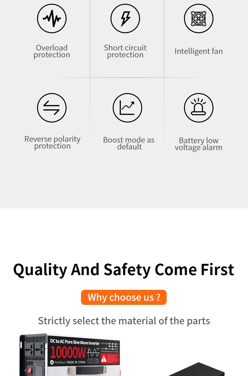 

202510000W Pure Sine Wave Off Grid Inverter DC 12V 24V 48V 60V 72V to AC 110V 120V 220V 240V 10KW Inverters For Home Car Battery