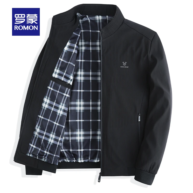 

Rn Dad Jaet Spring Autumn Striped Stand Collar Casual Mid-aged Men's Clothing Top Faion Urban Sle Long Sve Zipper