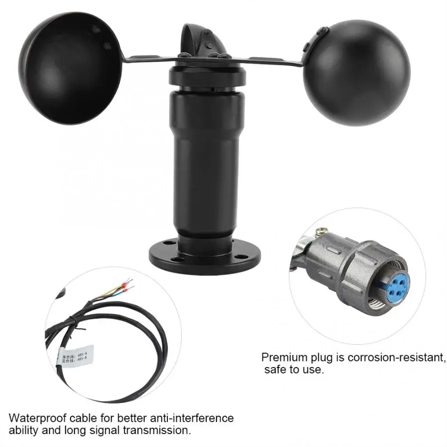 

DC 12 - 24V Wind Speed Sensor Pulse Signal Output Aluminum Alloyed Anemometer Wind Speed Transmitter Measuring Instrument