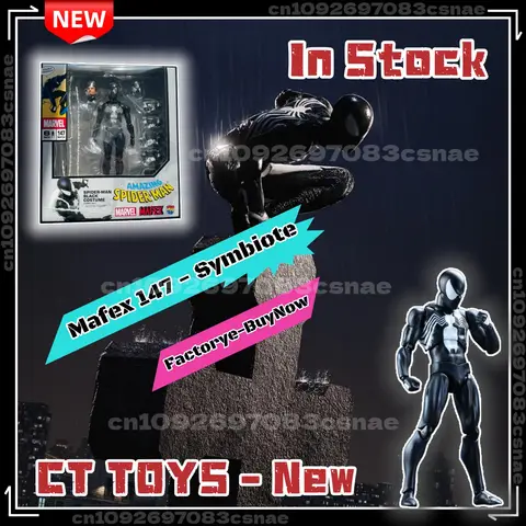 In Stock Ct Toys Spiderman Figure Mafex 147 Symbiotic Black Suit Venom The Amazing Spider-man Anime Action Figure Gifts Toys