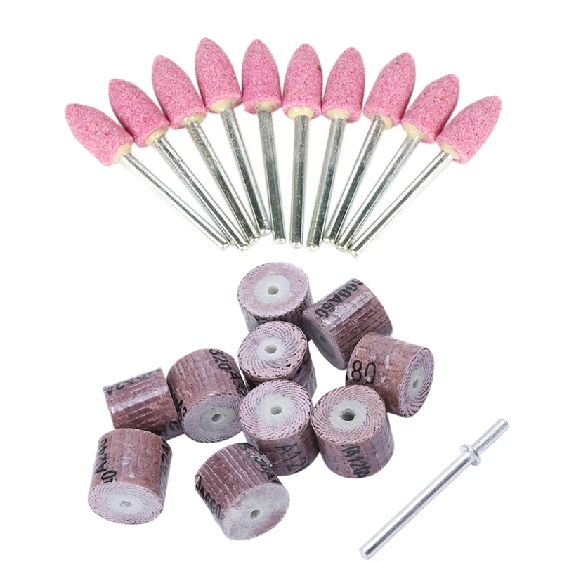 Disco de rueda de banda de lijado de 10 piezas, 15Mm, 80/120/240/320/600, herramientas de arena para Dremel y 10 piezas, piedra abrasiva montada para Dremel Acc