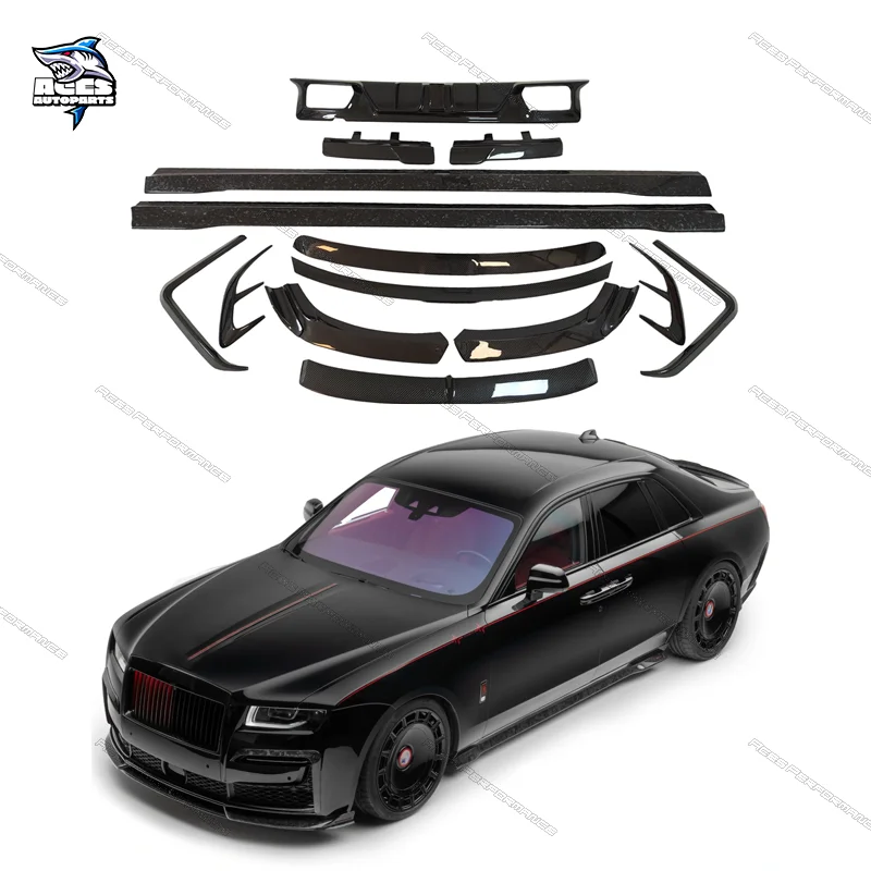 M Style Dry Carbon Fiber Body Kit for Rolls Royce Ghost Front Lip Side Skirts Rear Diffuser Spoiler Splitters Aero Bodykit