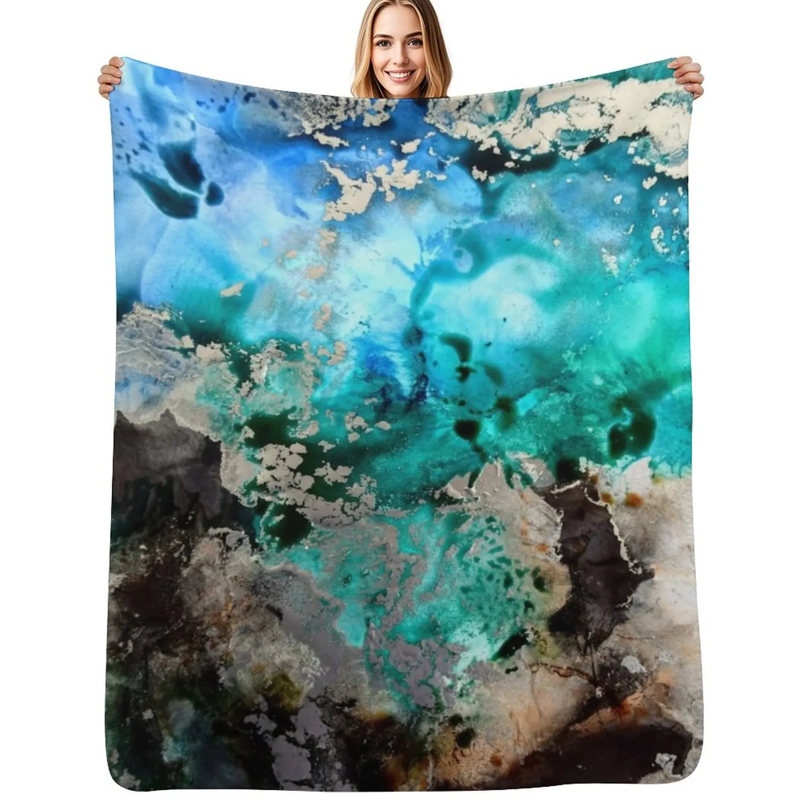 

Oceanic Melody II Throw Blanket For Sofa Thin For Decorative Sofa Soft Big Luxury Blankets