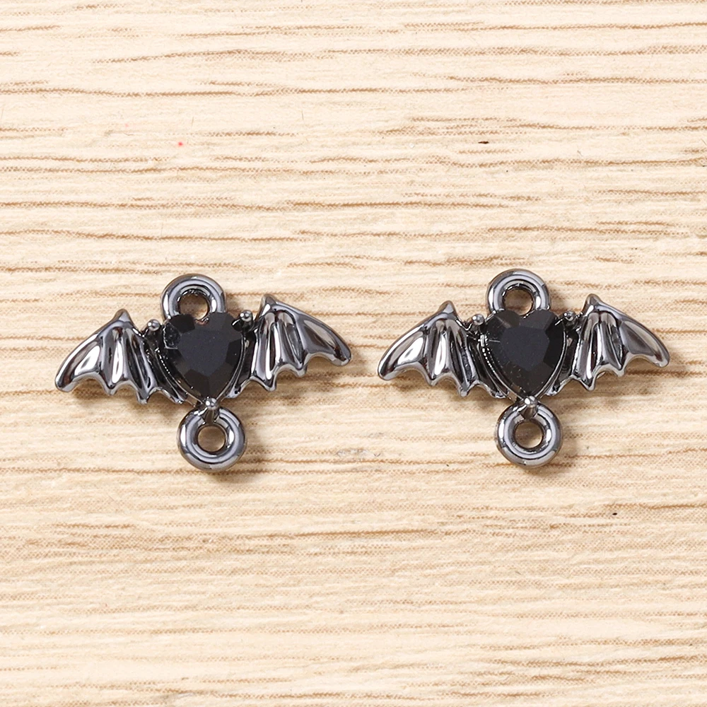 5 Stück 15 x 11 mm niedliche bunte Kristall-Metall-Herzflügel-Anhänger-Verbinder für die Schmuckherstellung, Halsketten, Armbänder, DIY-Bastelbedarf – Detail 13