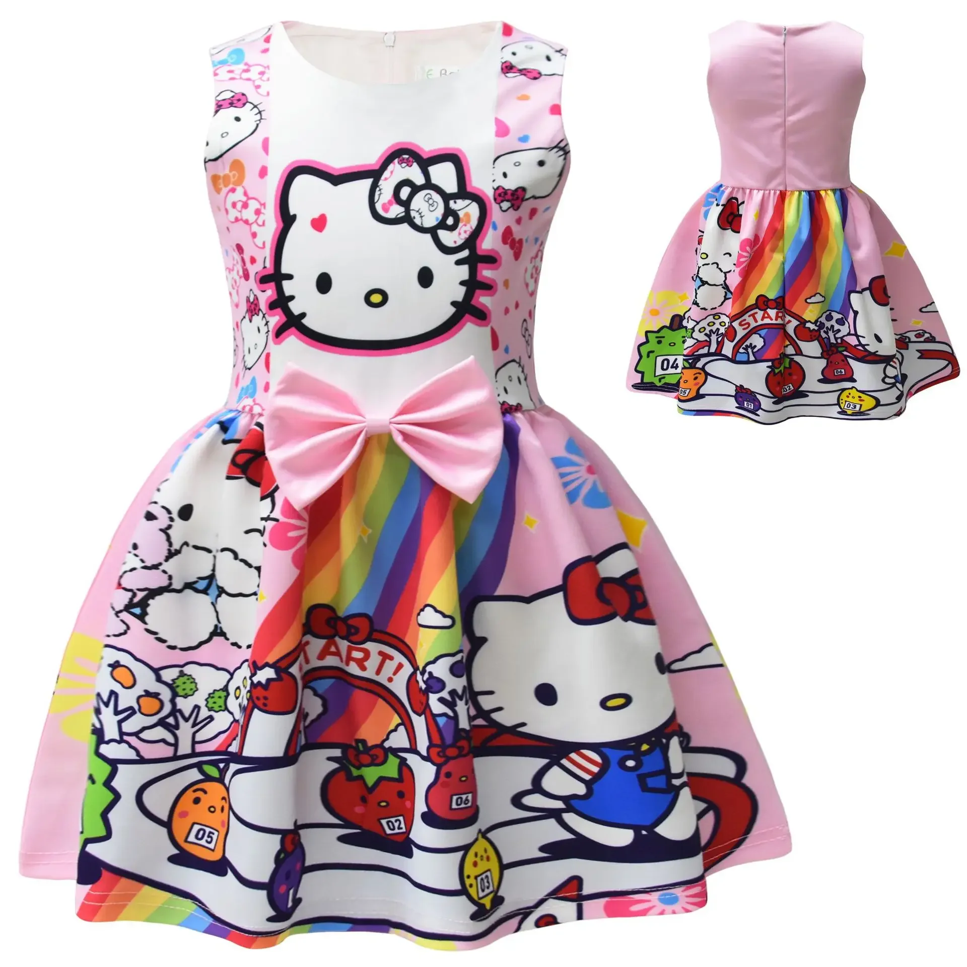 

Sanrio children Princess Dress hello kitty Girls Pink Summer Sleeveless Dress cartoon Skirt Holiday Party Dress ceremonial robe