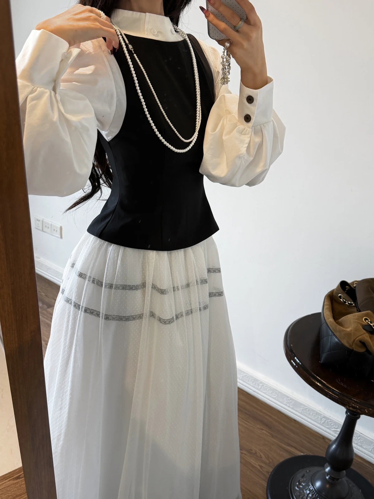 

Оригинальный винтажный комплект из юбки и топа Ele: весенний, приталенный, из смесового хлопка, с рукавами-фонариками, на молнии, комплект из двух предметов