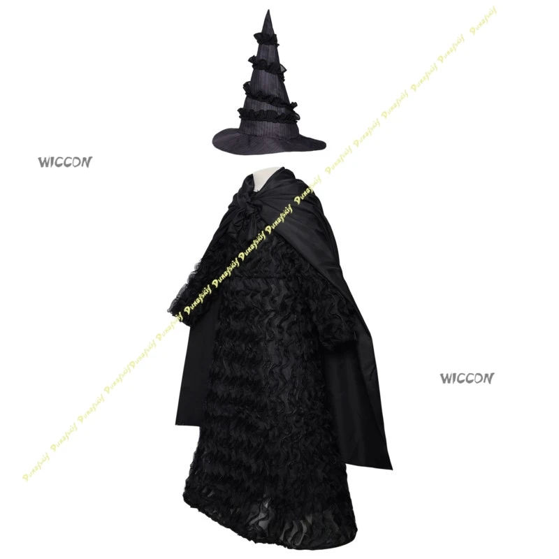 الأطفال تأثيري ازياء ماجيك بنات شعر مستعار قبعة شريرة الأسود منتفخ تنورة فستان البدلة مرحلة حفلة عباءة النساء عيد الميلاد هالوين