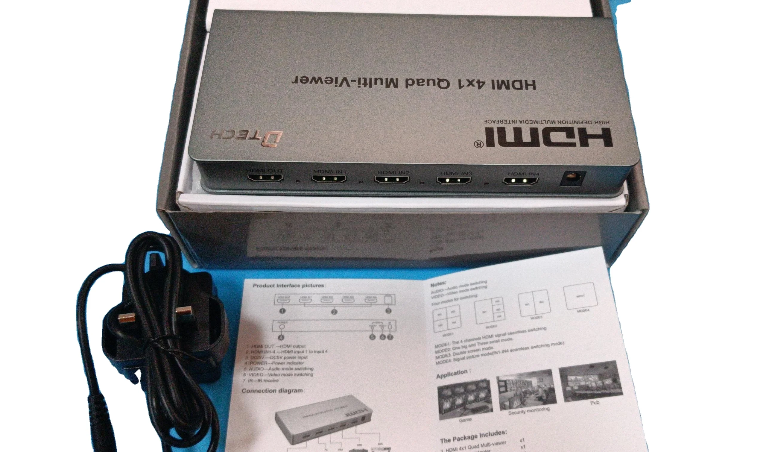 Quad Multi-viewer HDMI Switcher 1080P60HZ  Resolution HDMI 4x1 Switcher With IR